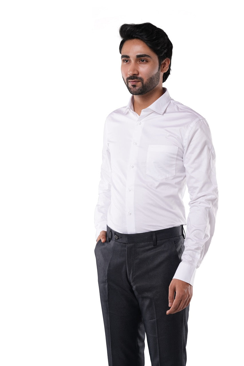 Prestige White Arrow Dobby Formal Shirt