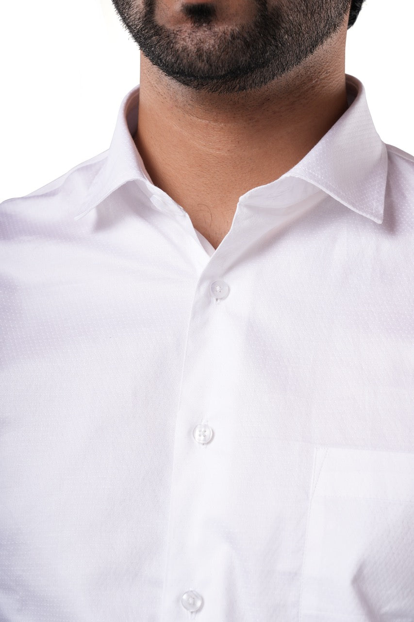 Prestige White Arrow Dobby Formal Shirt