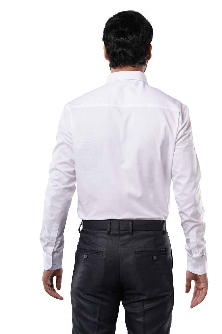 Prime White Pixel Dobby Formal Shirt