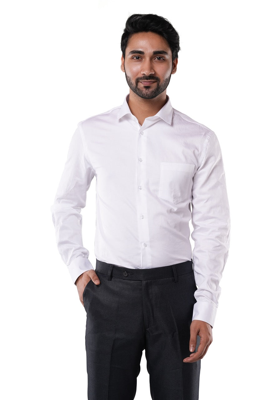 Prime White Pixel Dobby Formal Shirt