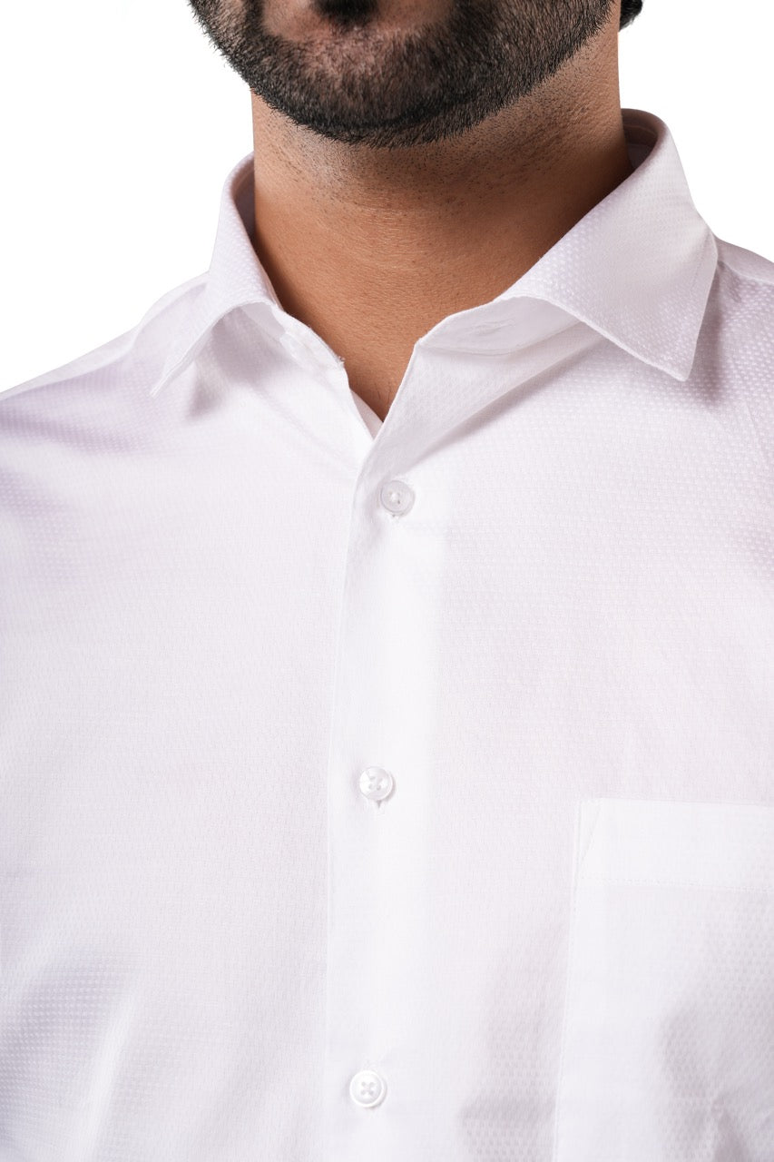 Prime White Pixel Dobby Formal Shirt