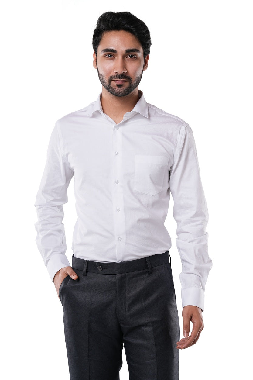 Pristine White Diamond Dobby Formal Shirt