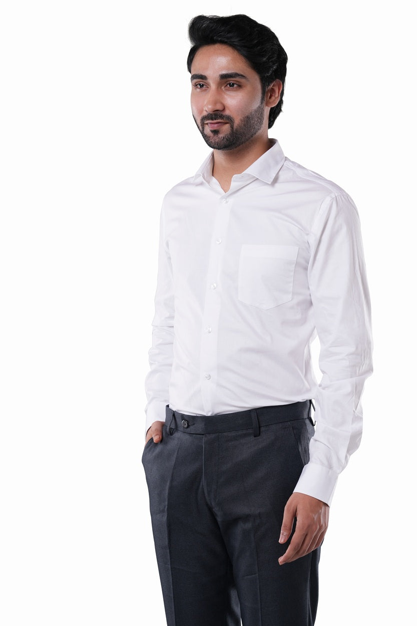 Pristine White Diamond Dobby Formal Shirt