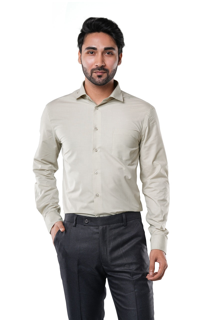 Almond Beige Fil-a-Fil Formal Shirt