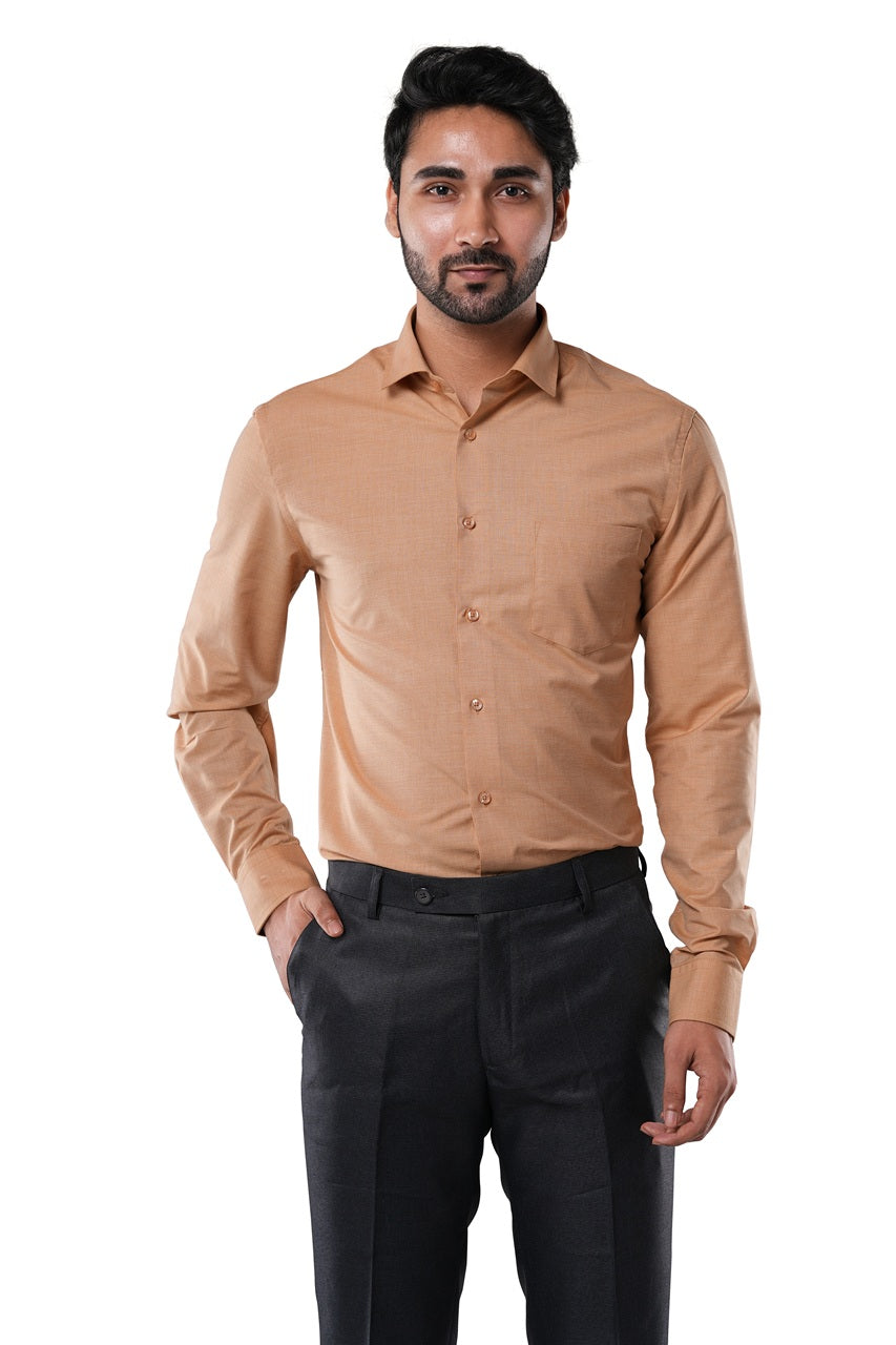Rustic Beige Fil-a-Fil Formal Shirt
