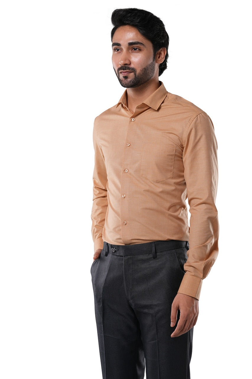 Rustic Beige Fil-a-Fil Formal Shirt