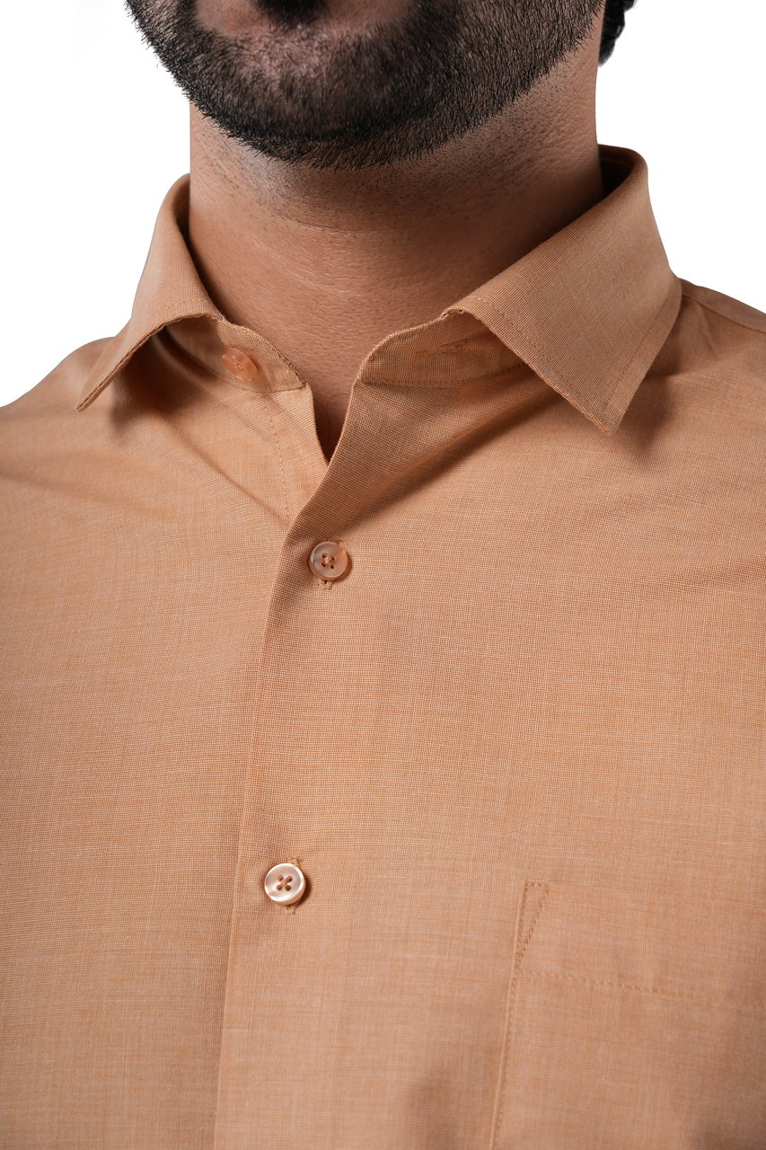 Rustic Beige Fil-a-Fil Formal Shirt
