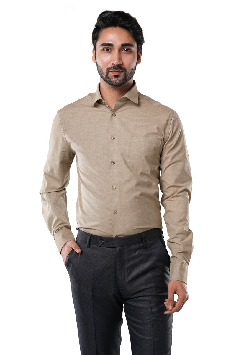 Sandstone Khaki Fil-a-Fil Formal Shirt