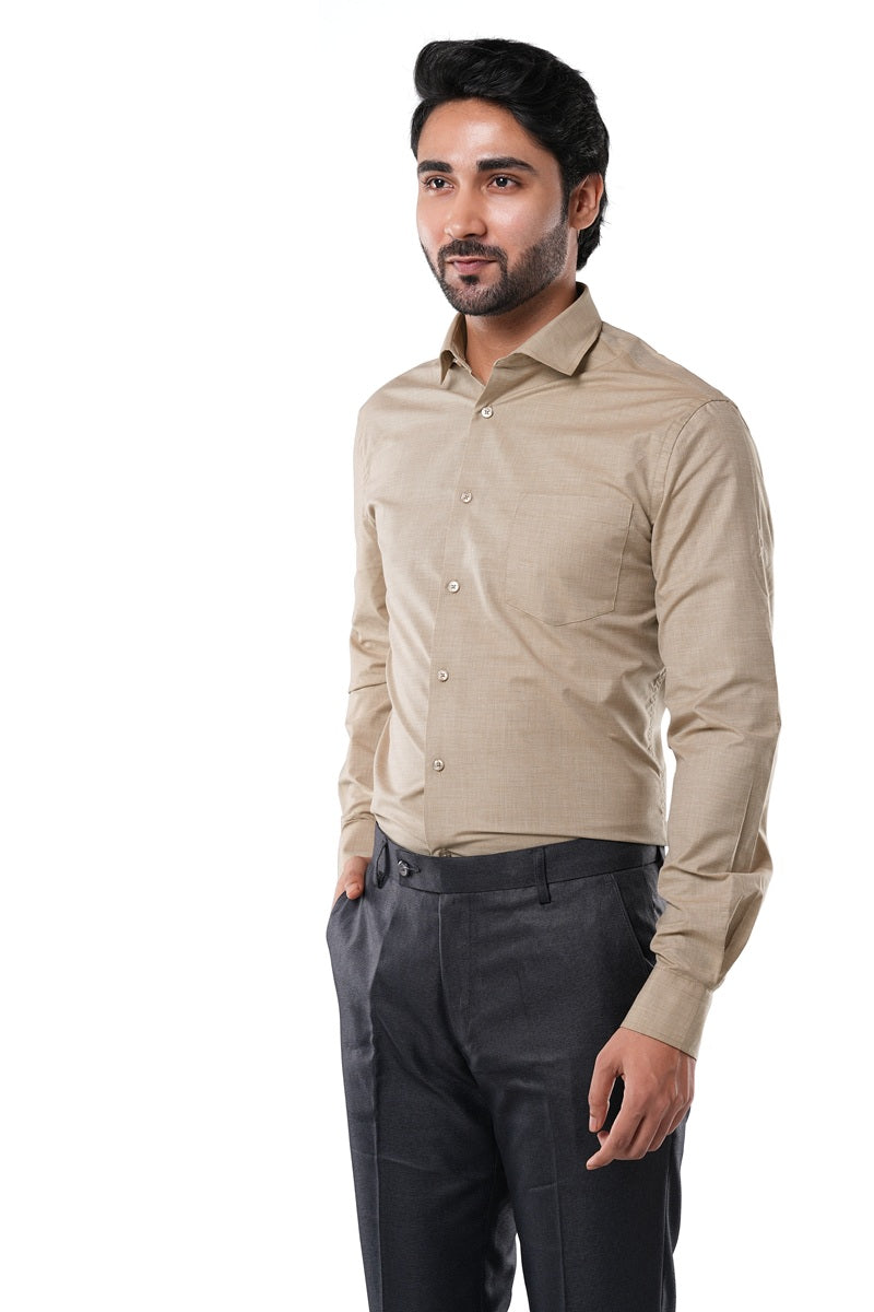 Sandstone Khaki Fil-a-Fil Formal Shirt
