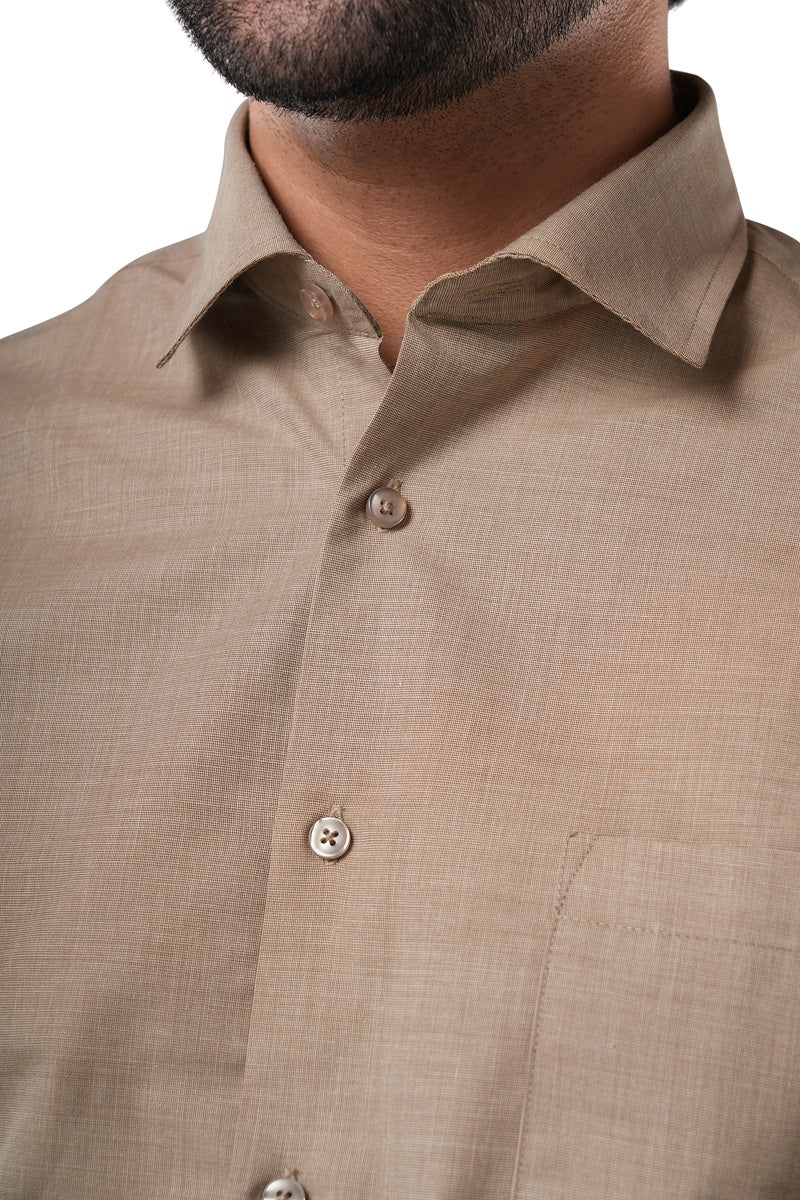 Sandstone Khaki Fil-a-Fil Formal Shirt