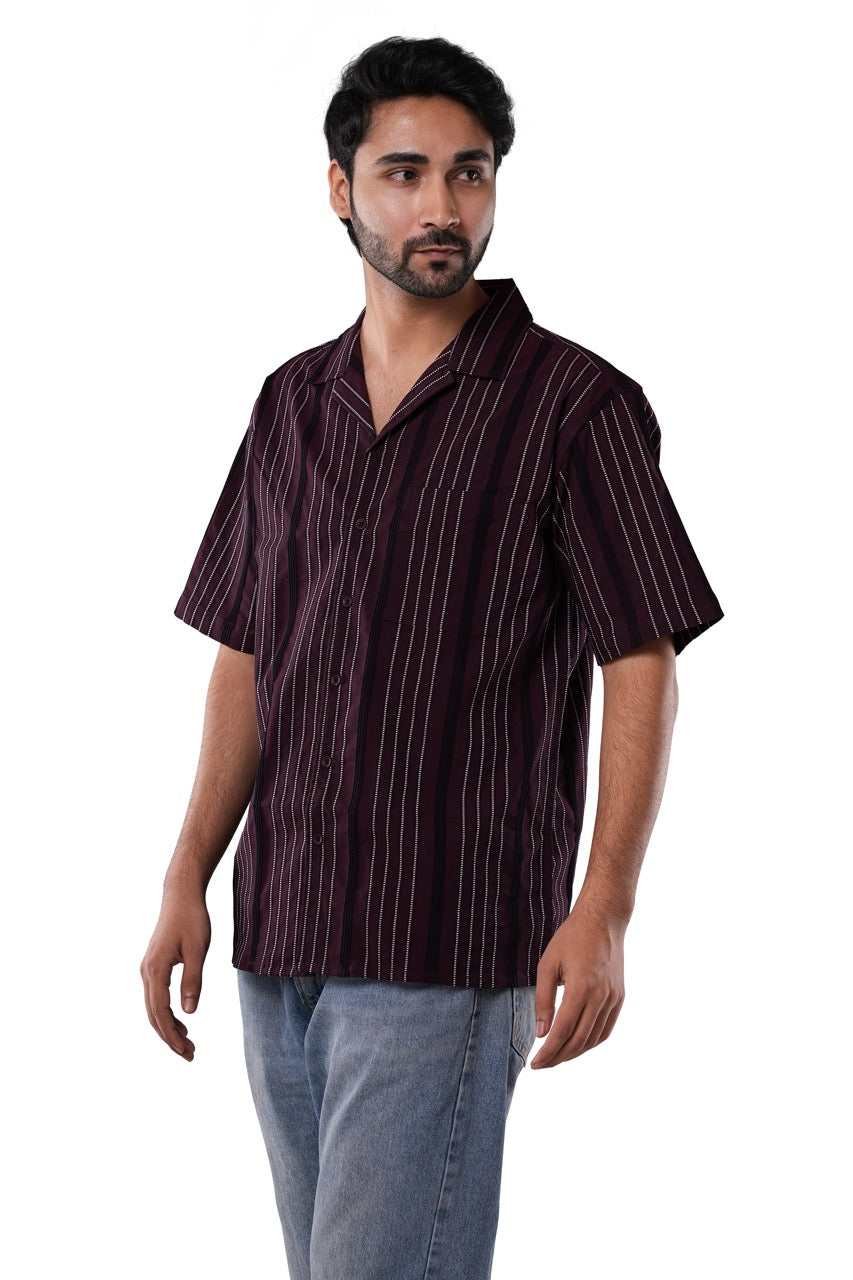 Bordeaux Maroon Jacquard Casual Shirt