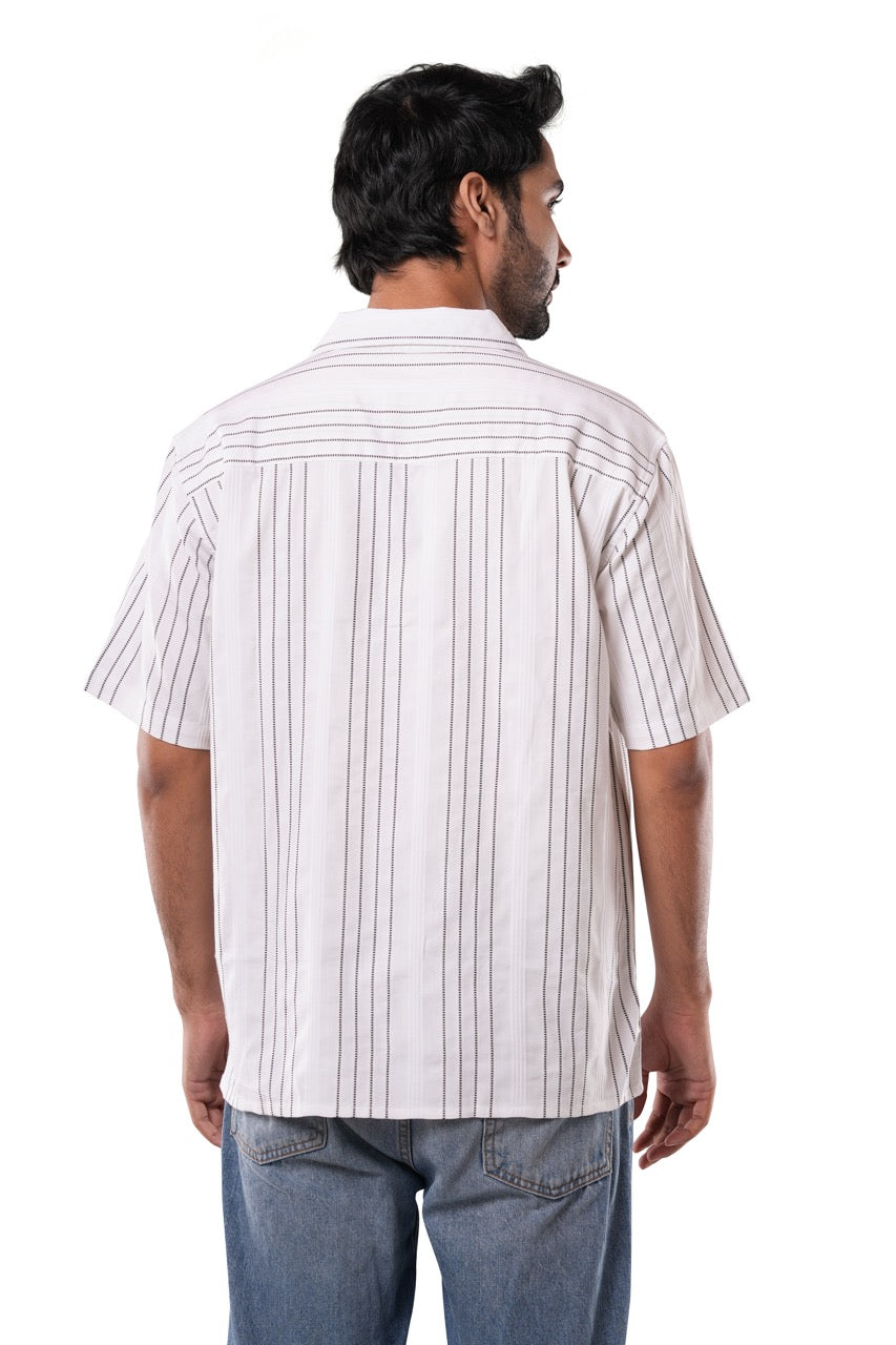 Ivory White Jacquard Casual Shirt