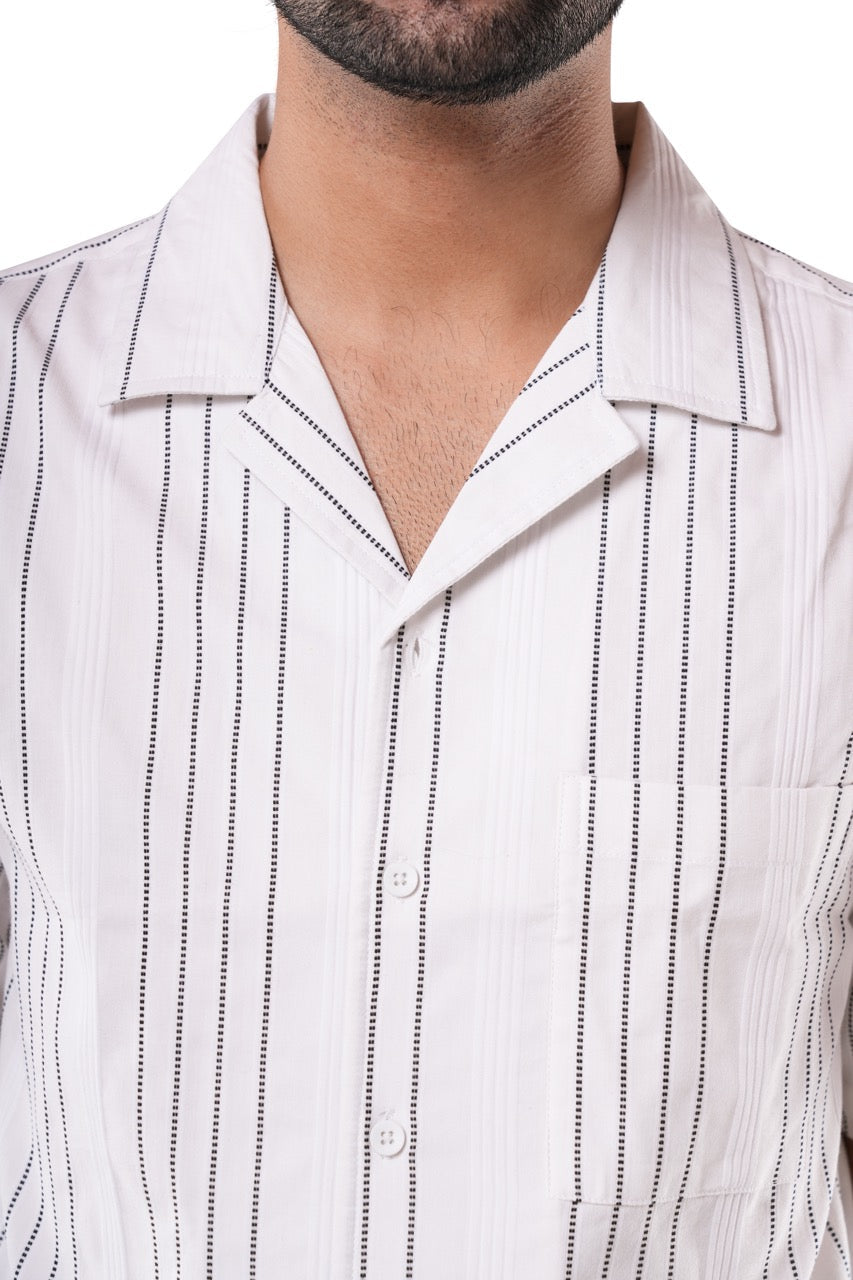 Ivory White Jacquard Casual Shirt