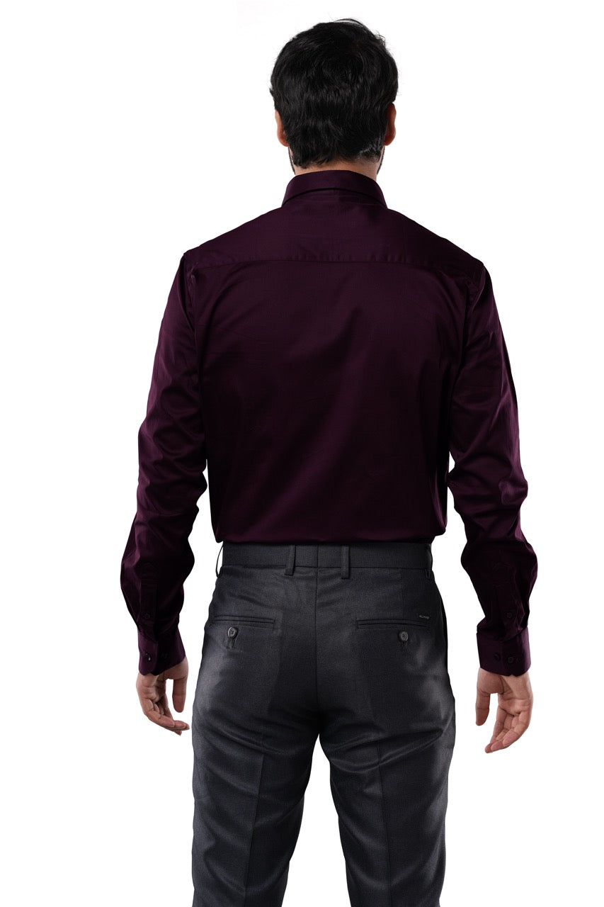 Merlot Plum Stretch Cotton Formal Shirt
