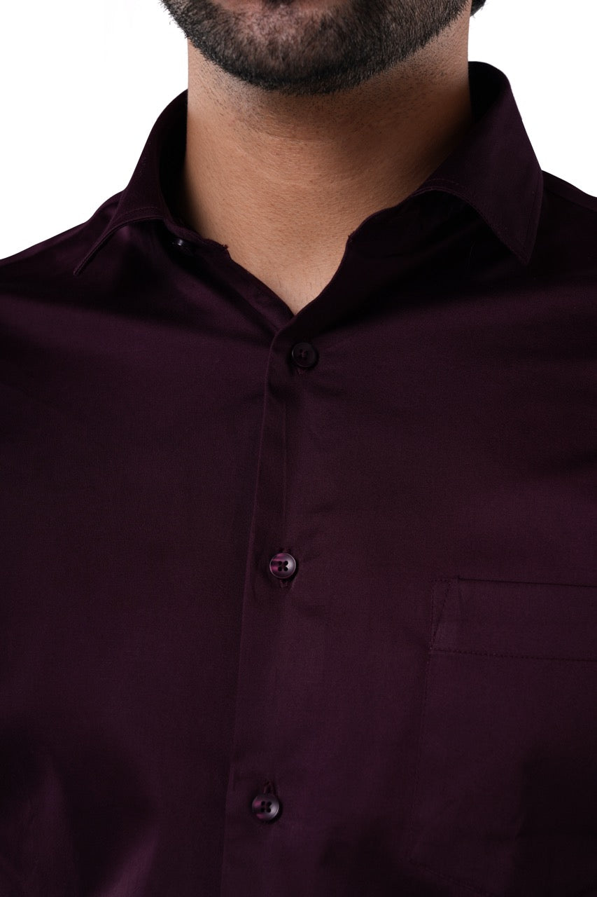 Merlot Plum Stretch Cotton Formal Shirt