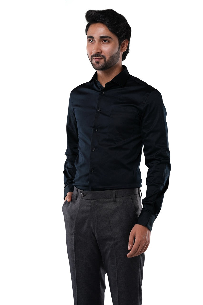Midnight Navy Stretch Cotton Formal Shirt