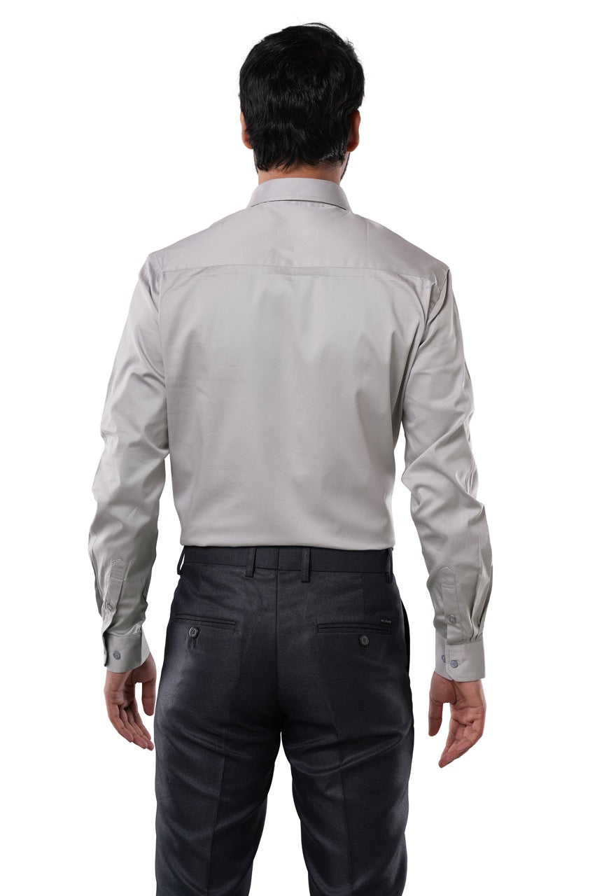 Stone Taupe Stretch Cotton Formal Shirt