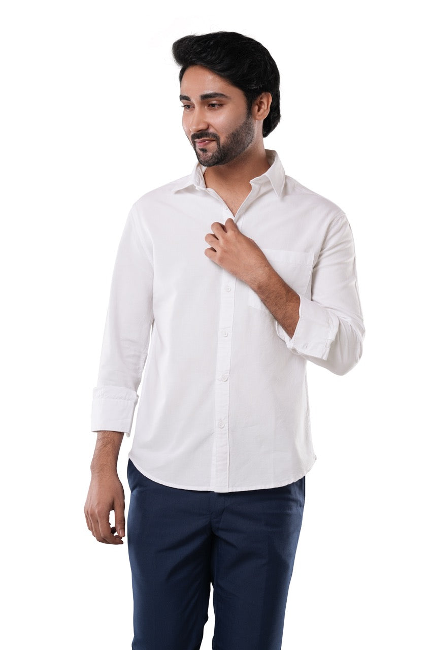 Pure White Oxford Casual Shirt