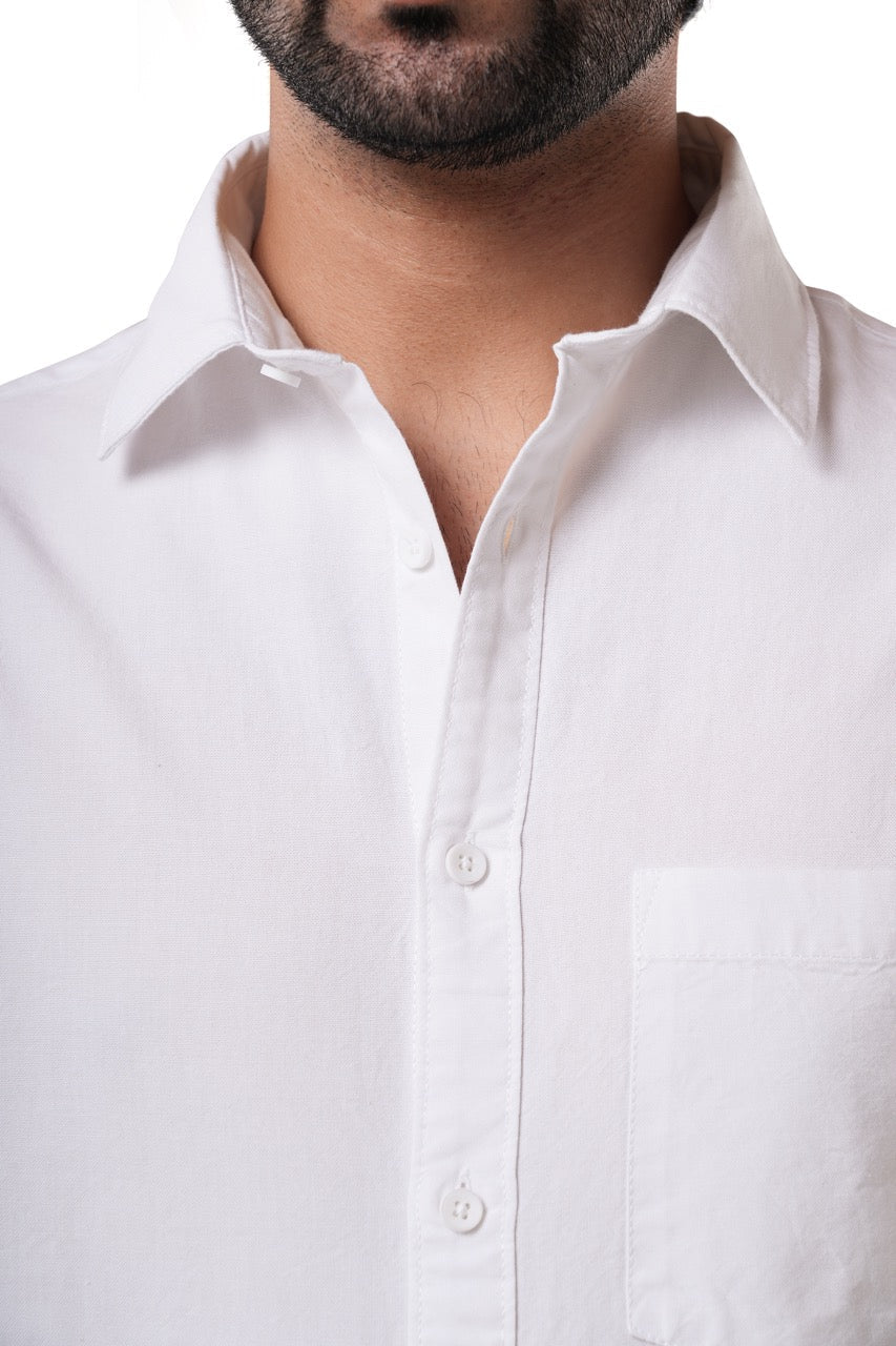 Pure White Oxford Casual Shirt