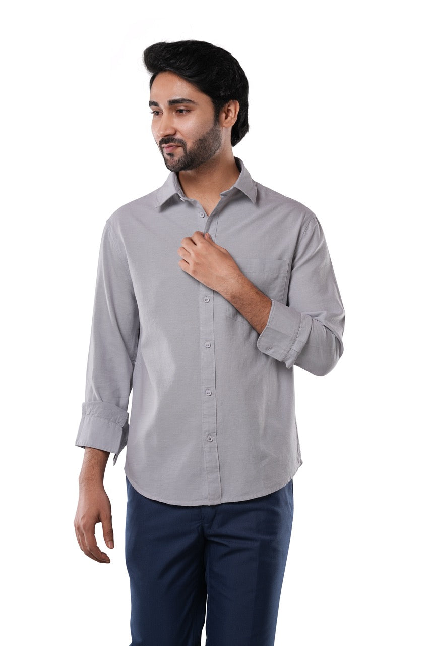 Steel Grey Oxford Casual Shirt