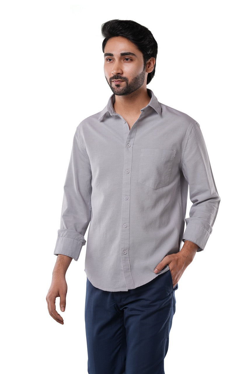 Steel Grey Oxford Casual Shirt