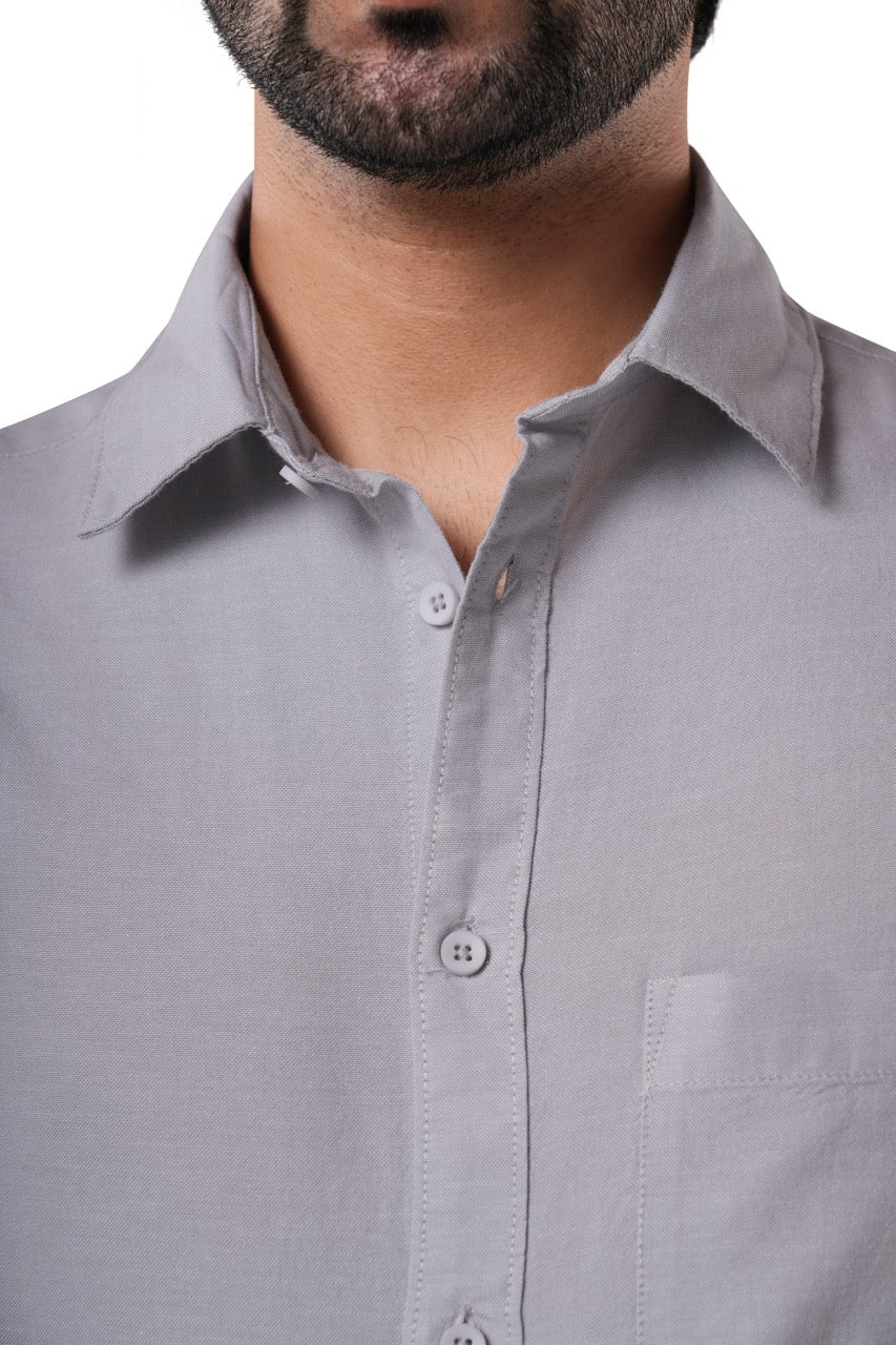 Steel Grey Oxford Casual Shirt