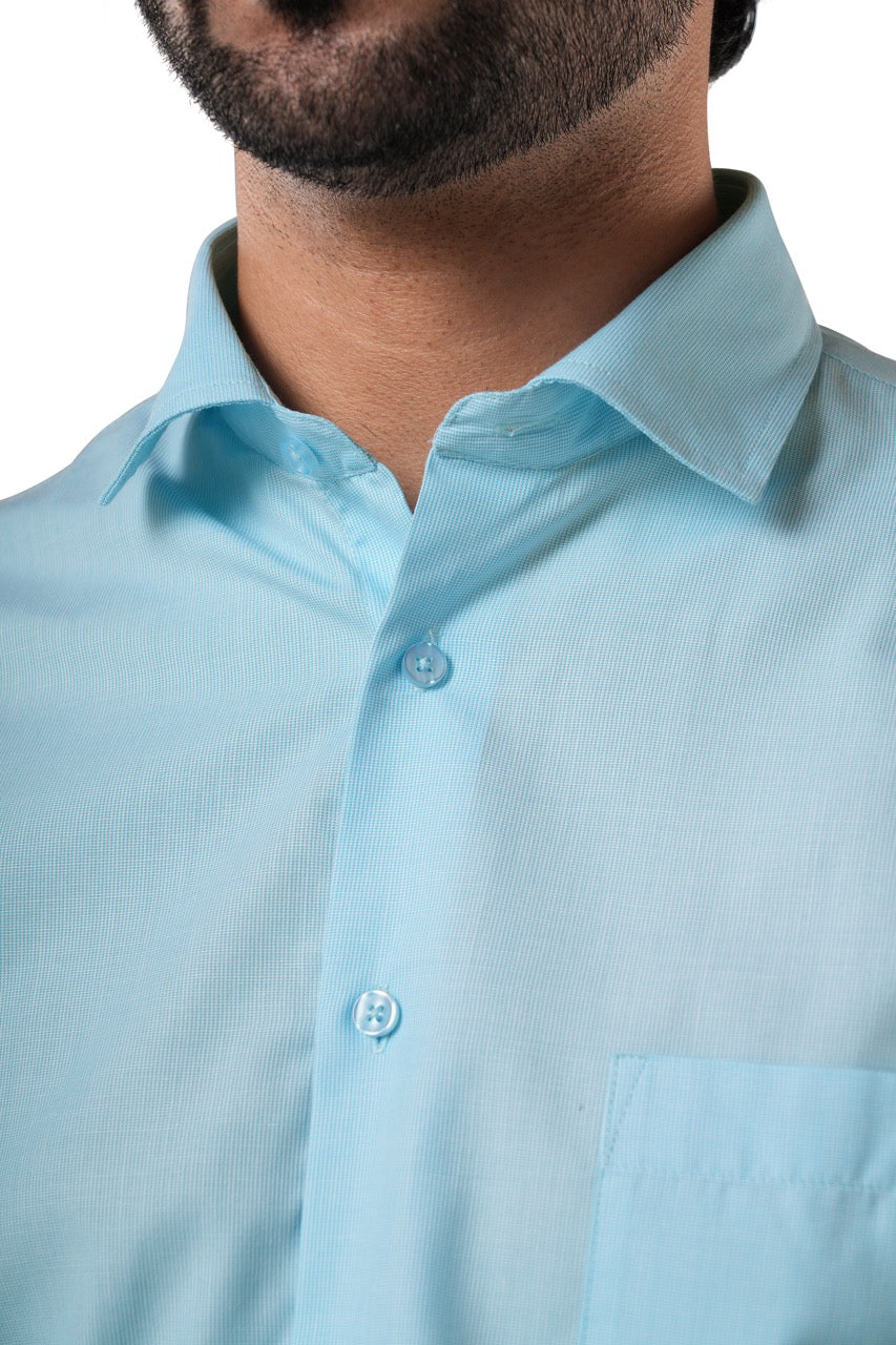 Sky Blue Micro Checks Formal Shirt