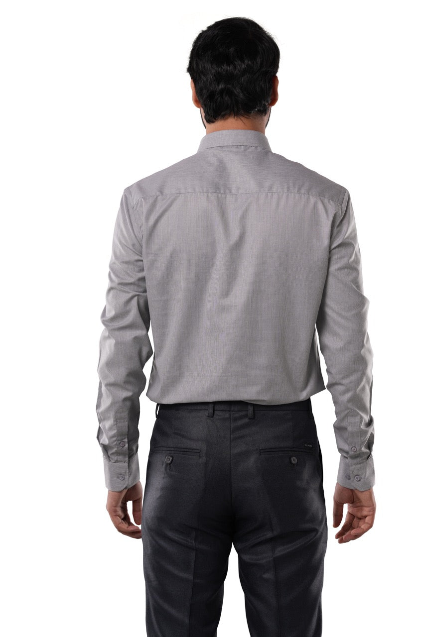 Charcoal Grey Micro Checks Formal Shirt