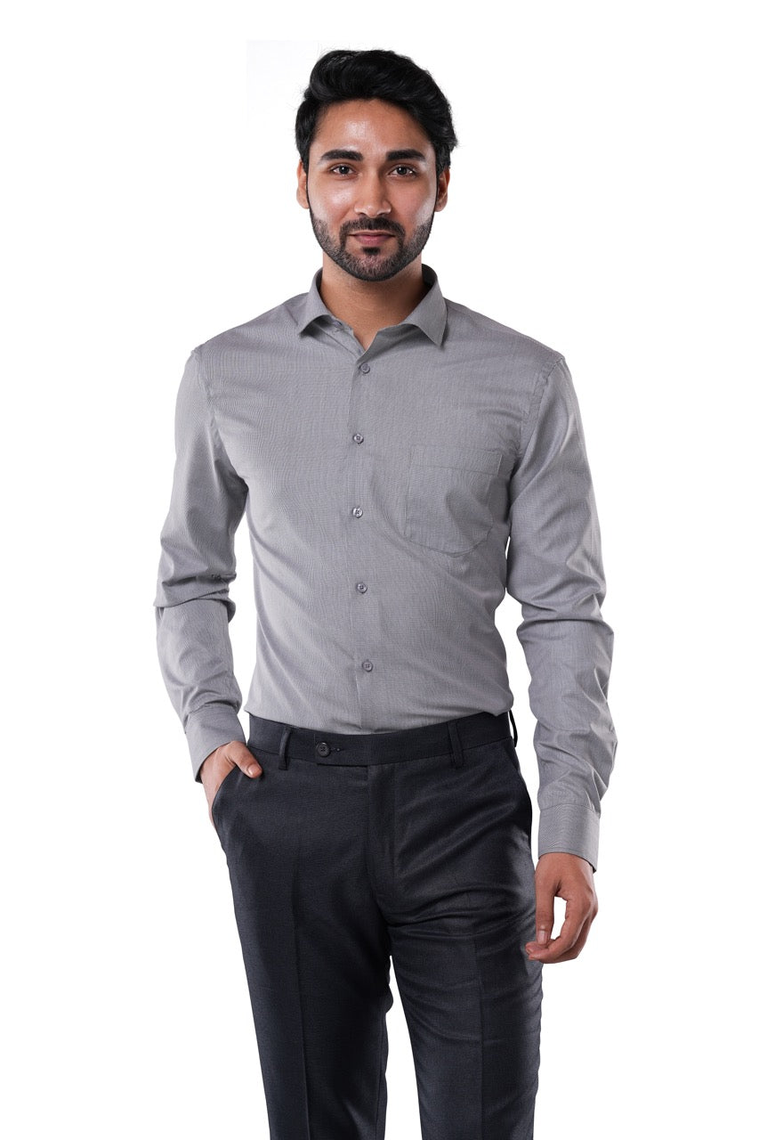 Charcoal Grey Micro Checks Formal Shirt