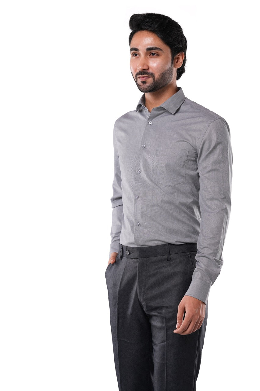 Charcoal Grey Micro Checks Formal Shirt