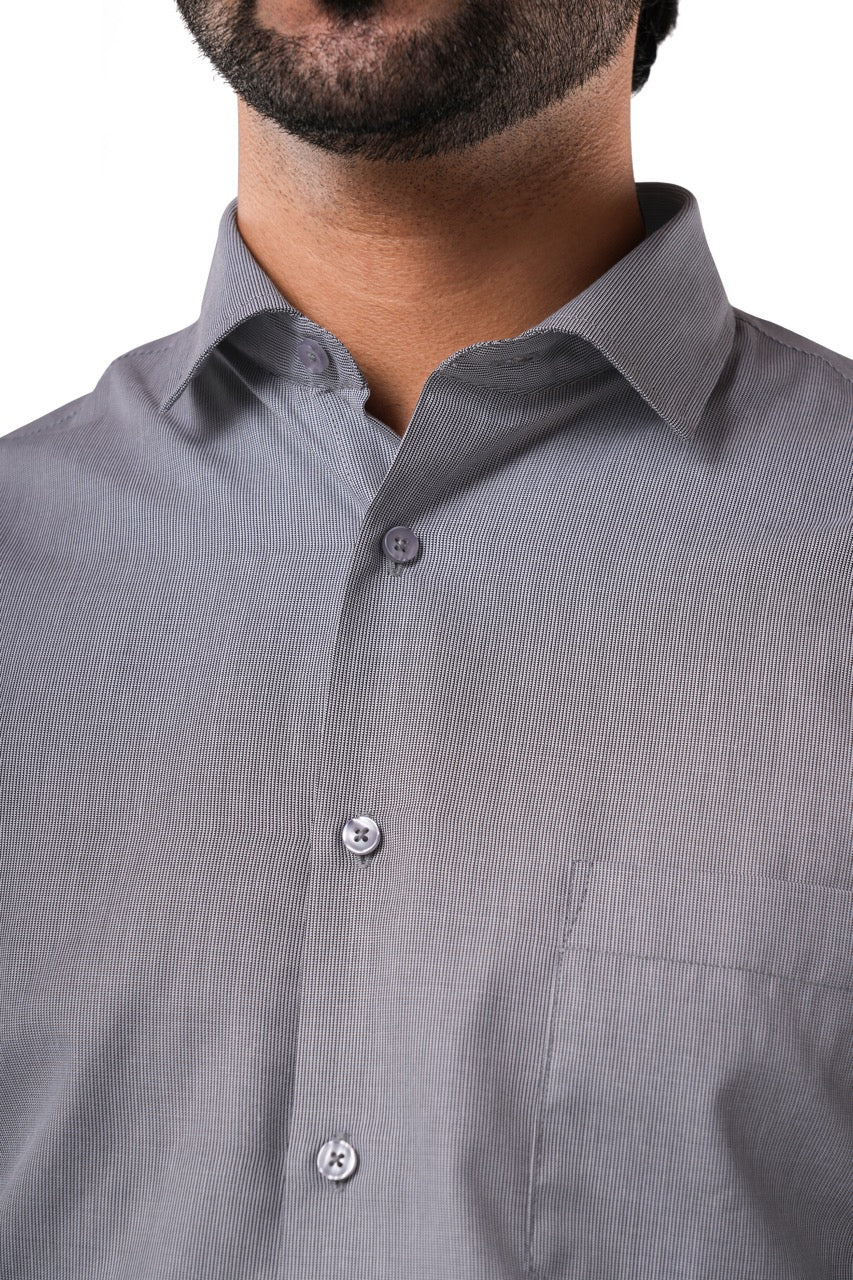 Charcoal Grey Micro Checks Formal Shirt