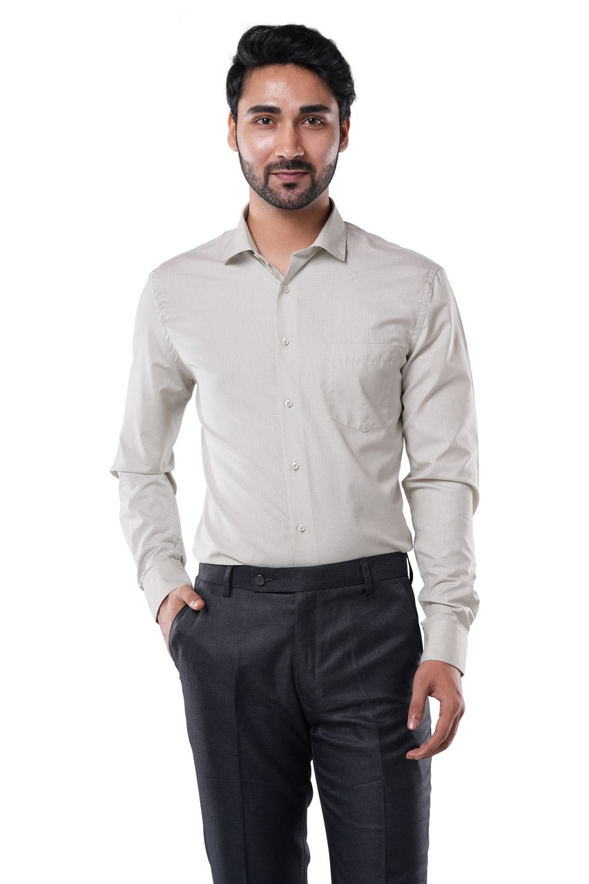 Olive Mist Micro Checks Formal Shirt