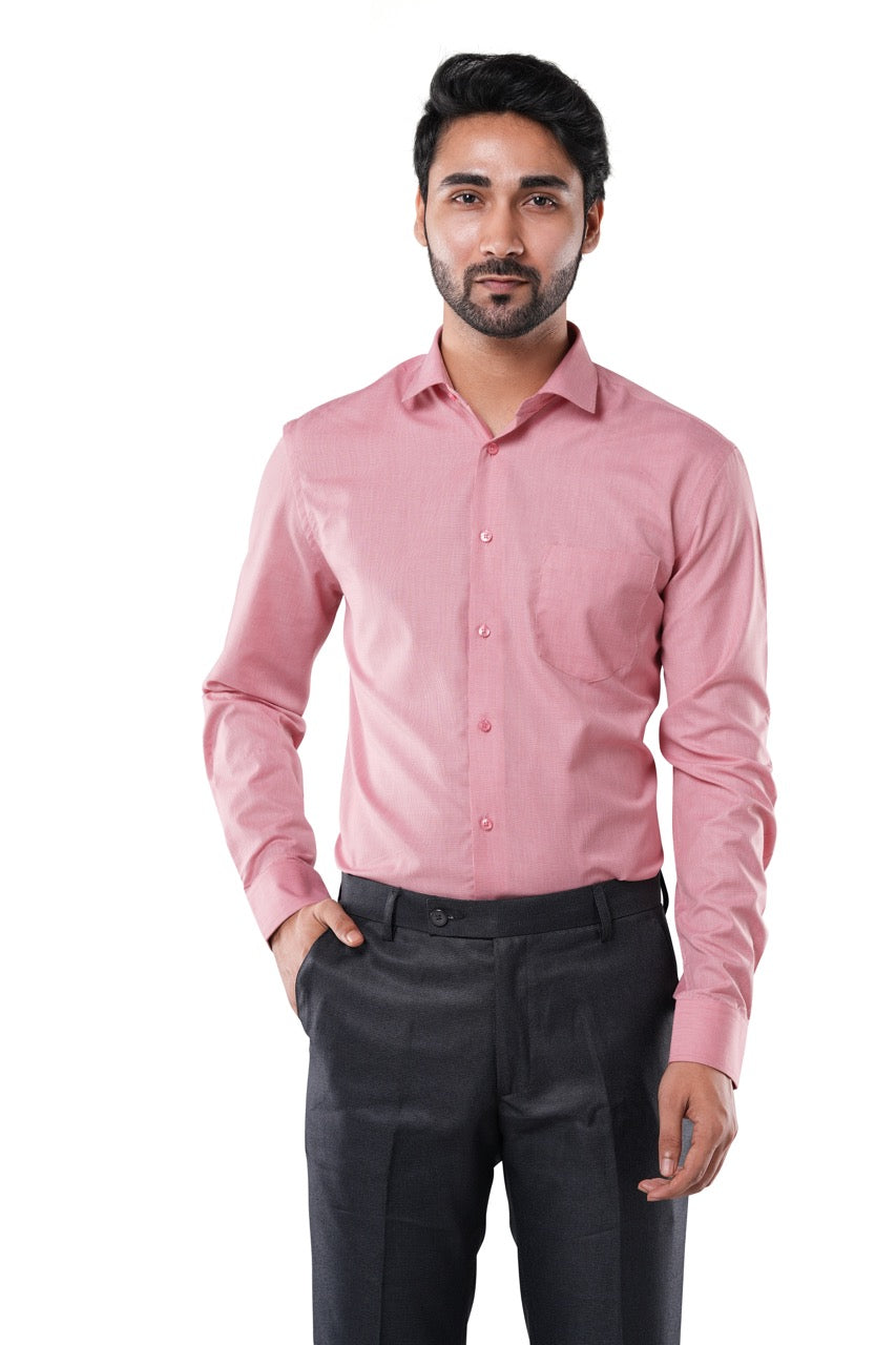 Brick Red Micro Checks Formal Shirt
