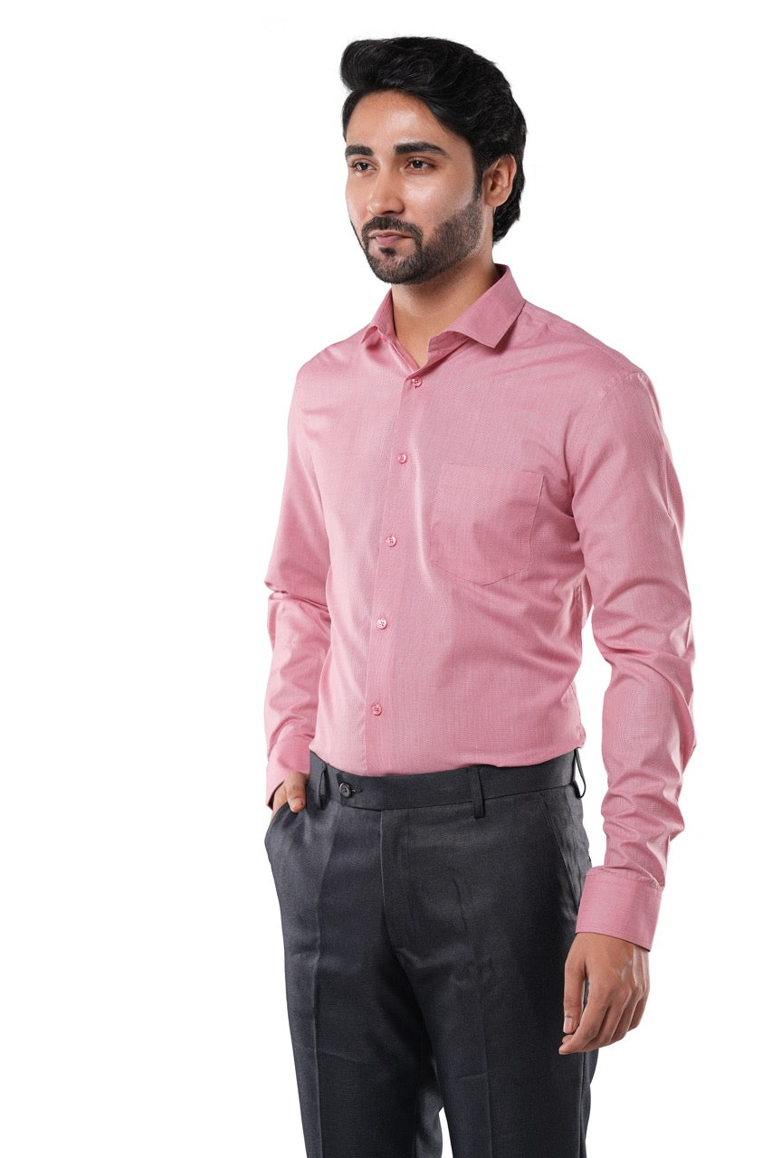 Brick Red Micro Checks Formal Shirt