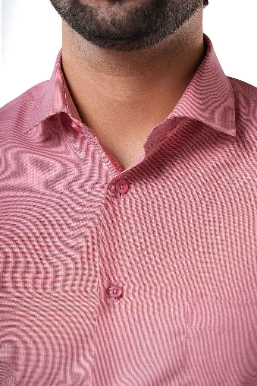 Brick Red Micro Checks Formal Shirt