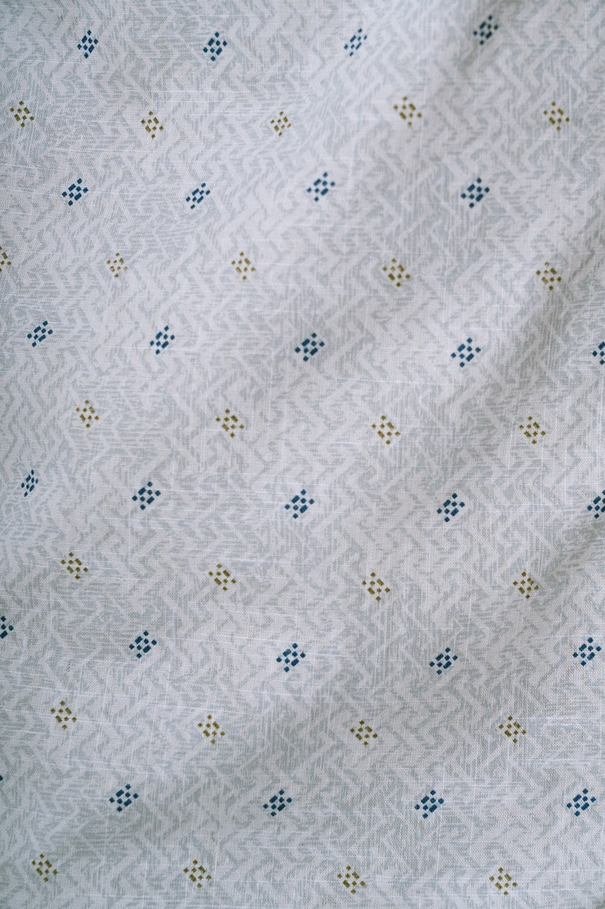 Marine Blue Printed Cotton Casual Shirt