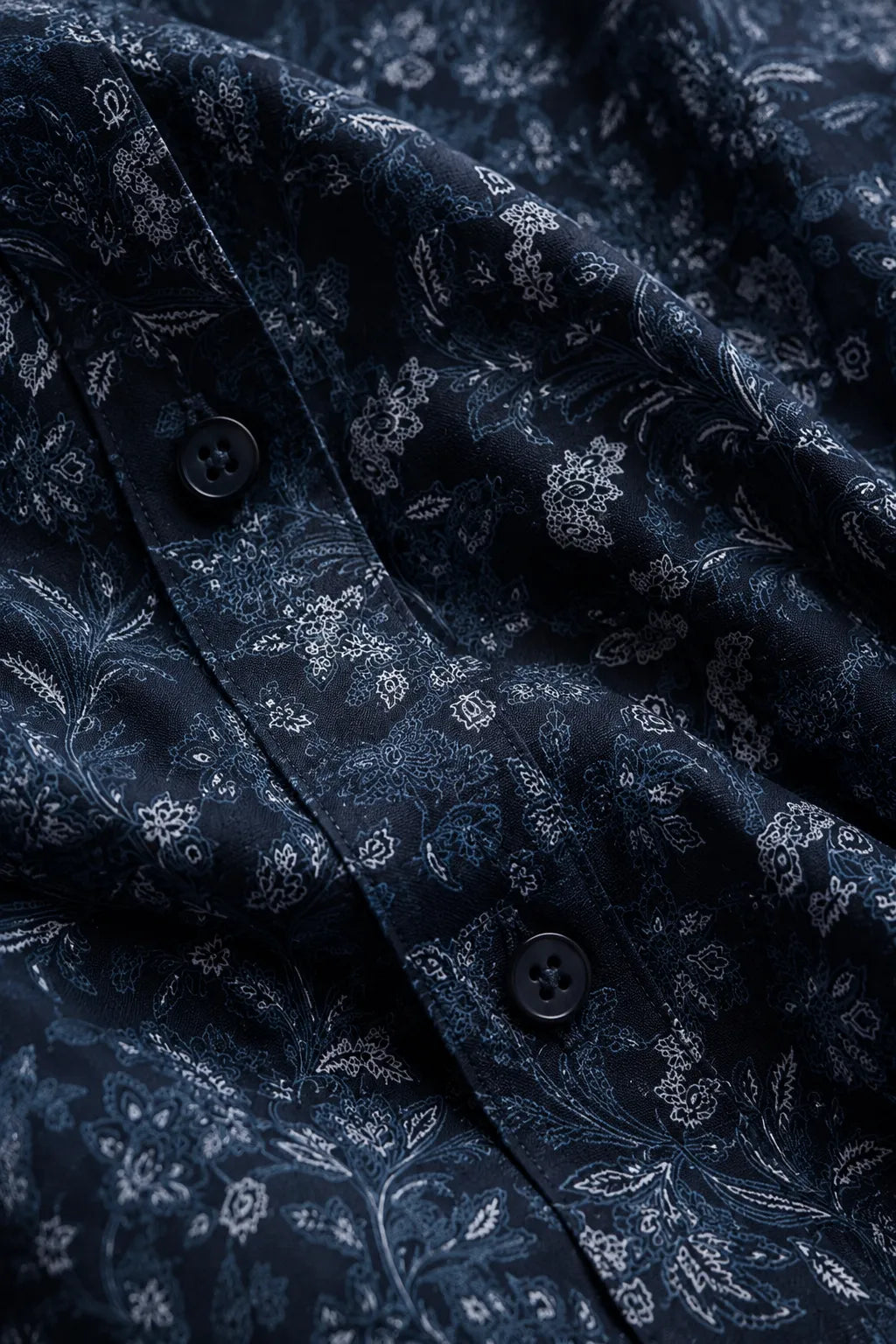 Deep Indigo Printed Cotton Casual Shirt