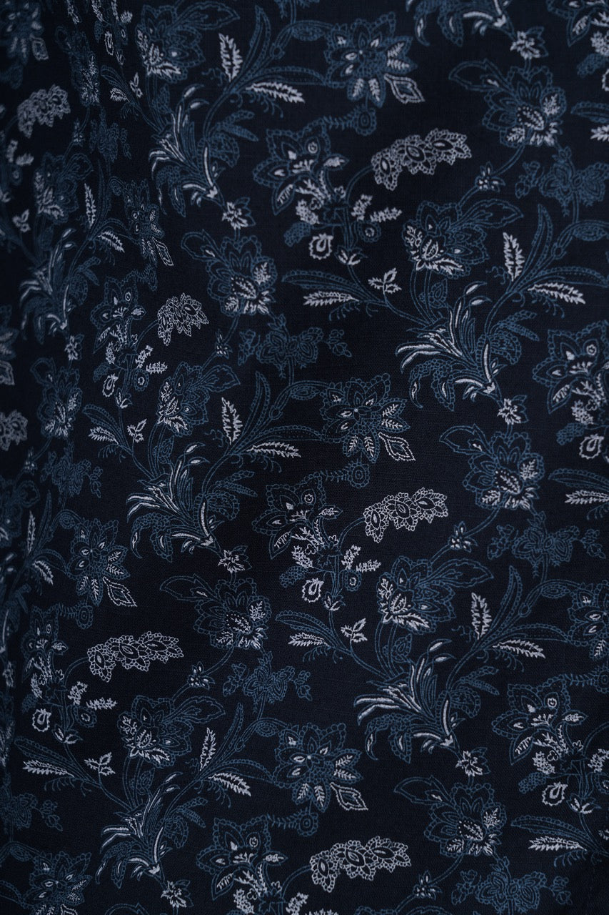 Deep Indigo Printed Cotton Casual Shirt