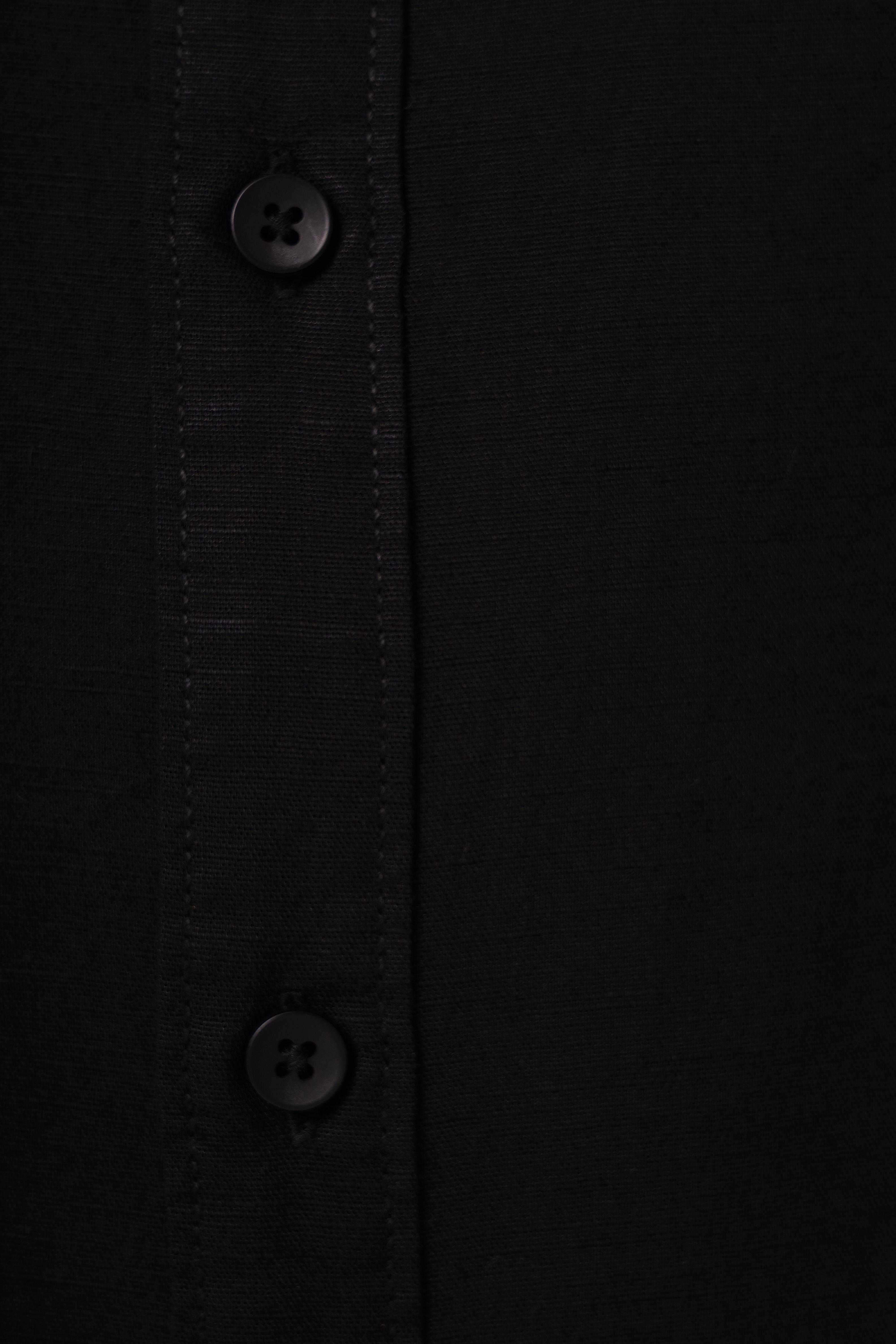 Midnight Black Slub Cotton Casual Shirt