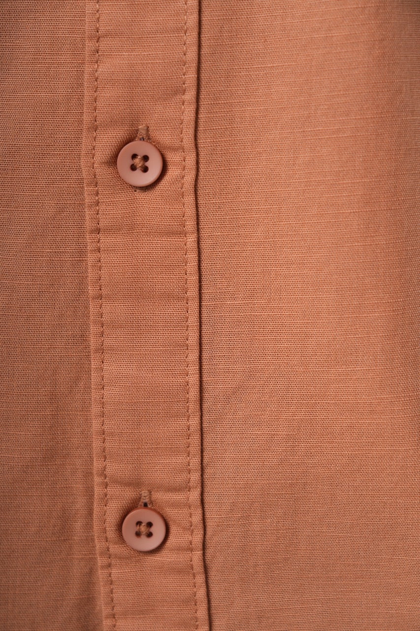 Amber Brown Slub Cotton Casual Shirt