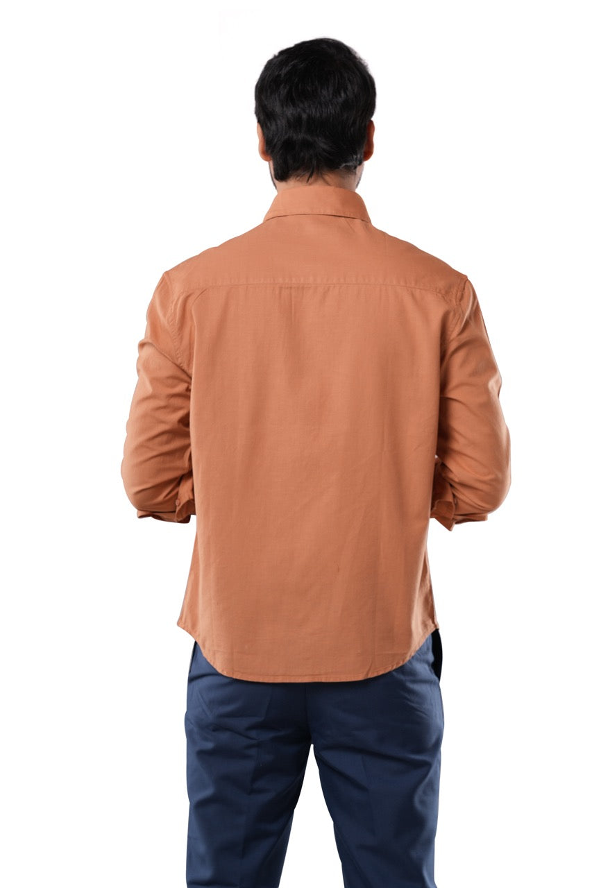 Amber Brown Slub Cotton Casual Shirt