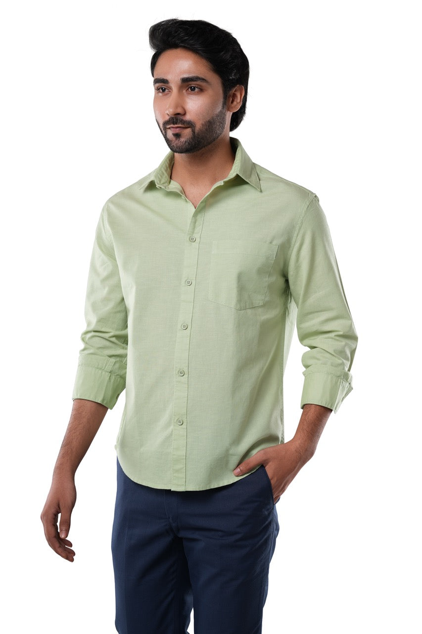 Sage Mist Slub Cotton Casual Shirt