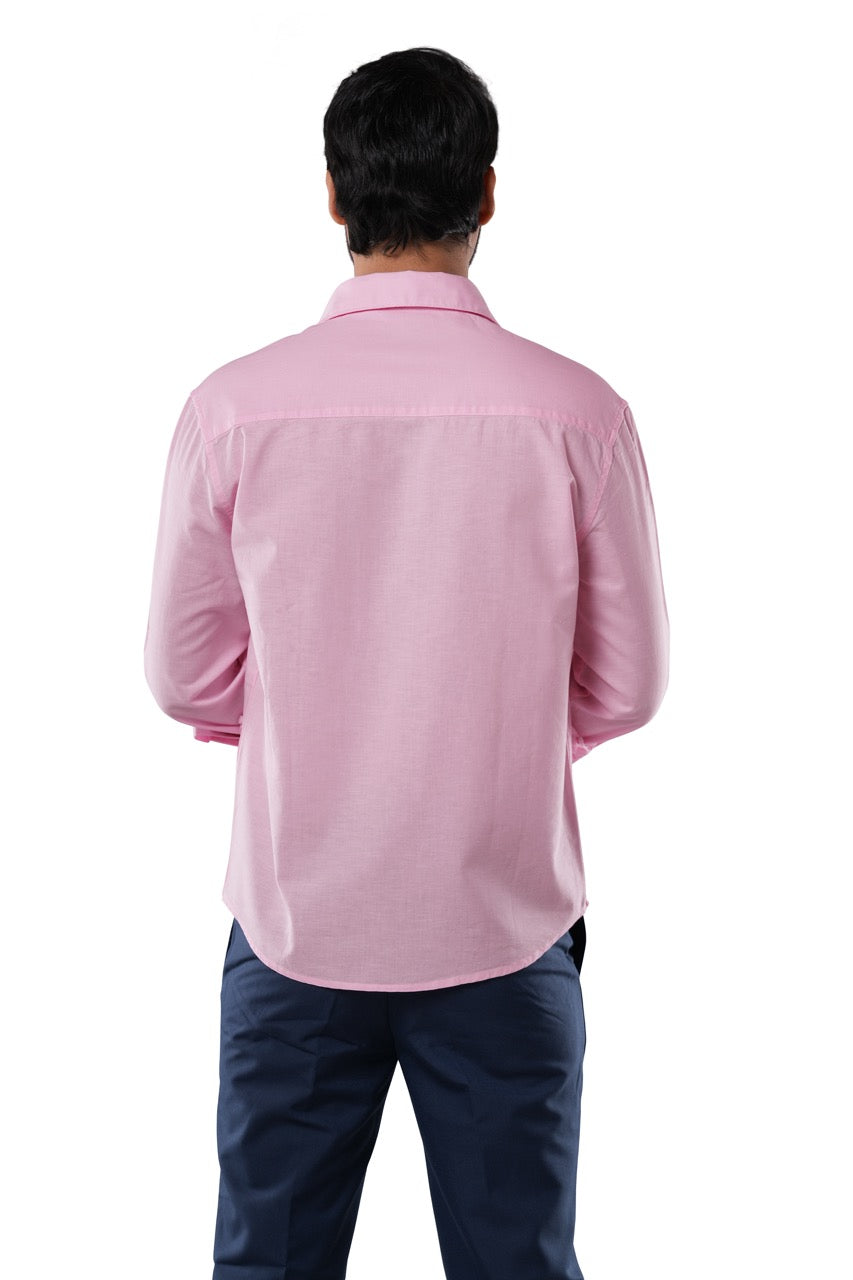 Rose Quartz Slub Cotton Casual Shirt