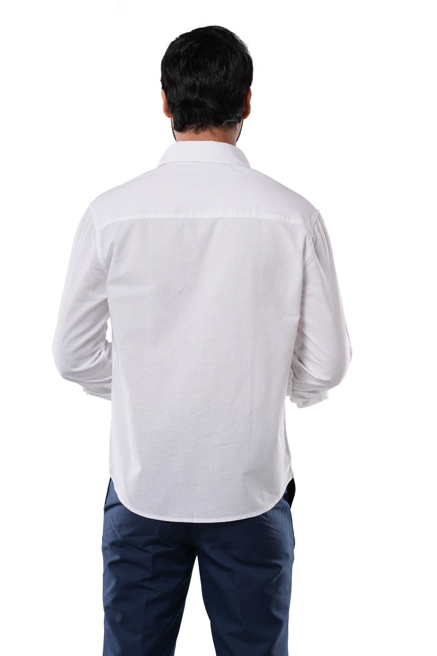 Phantom White Slub Cotton Casual Shirt