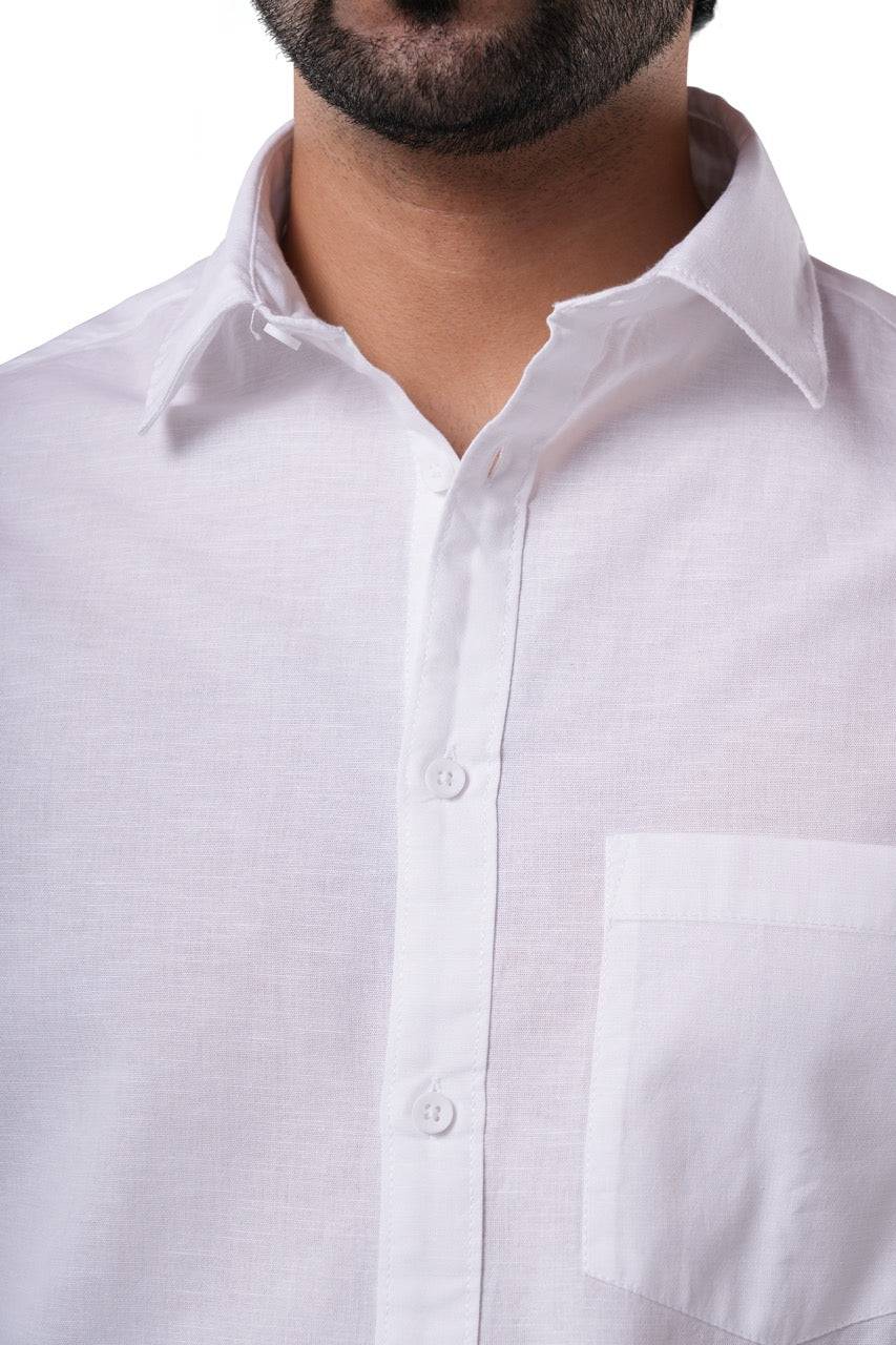 Phantom White Slub Cotton Casual Shirt