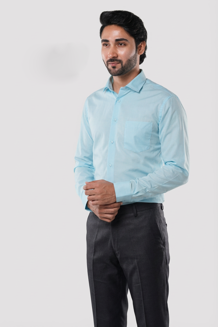 Sky Blue Micro Checks Formal Shirt