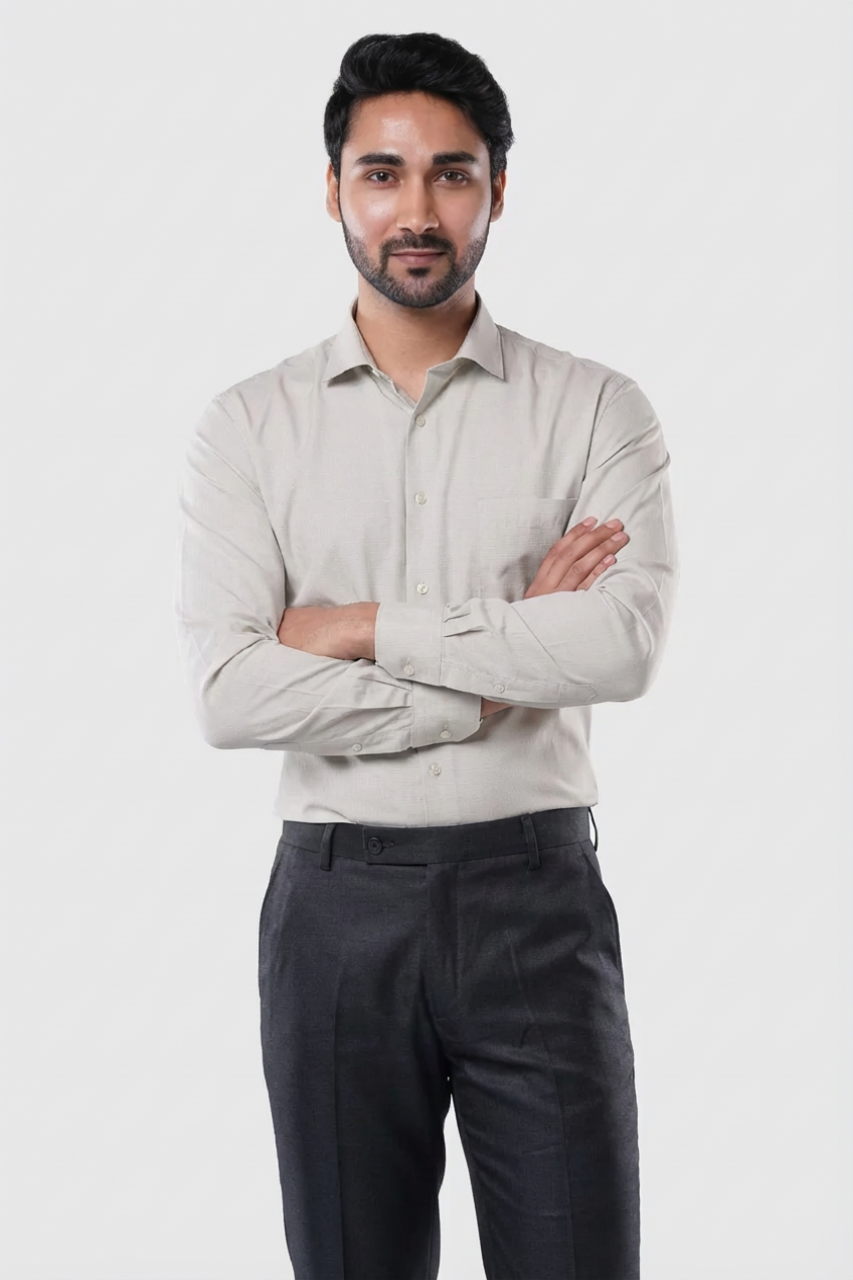 Olive Mist Micro Checks Formal Shirt