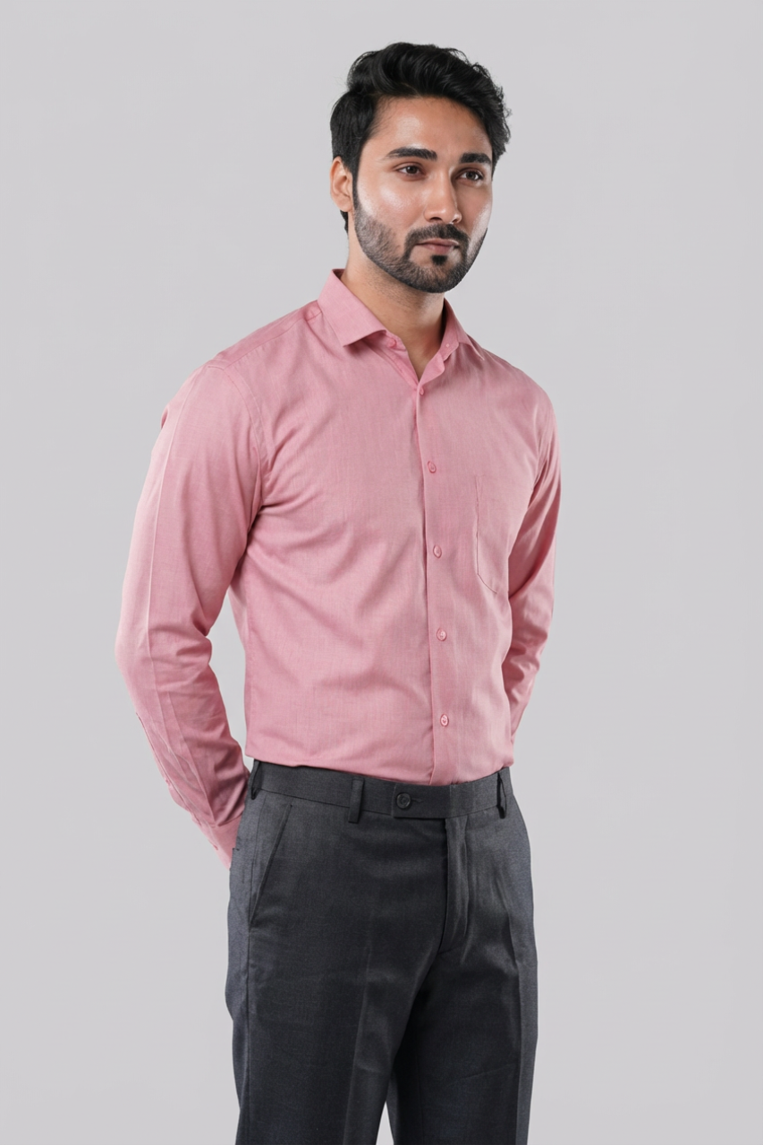 Brick Red Micro Checks Formal Shirt